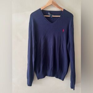 Polo by Ralph Lauren Men's Deep Blue V-Neck Sweater 480